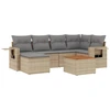 Image de vidaXL Ensemble de salon de jardin 7 pièces avec coussins Beige Poly Rattan