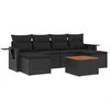 Image de vidaXL Ensemble de salon de jardin 7 pièces avec coussins noir poly rotin