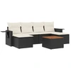 Image de vidaXL Ensemble de salon de jardin 7 pièces avec coussins noir poly rotin