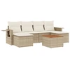 Image de vidaXL Ensemble de salon de jardin 7 pièces avec coussins Beige Poly Rattan