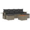 Image de vidaXL Ensemble de salon de jardin 7 pièces avec coussins Gris Poly rotin