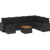 Image de vidaXL Ensemble de salon de jardin 9 pièces avec coussins noir poly rotin