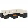 Image de vidaXL Ensemble de salon de jardin 9 pièces avec coussins noir poly rotin