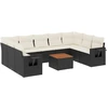 Image de vidaXL Ensemble de 10 canapés de jardin avec coussins noir poly rotin