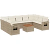 Image de vidaXL Ensemble de salon de jardin 10 pièces avec coussins Beige Poly Rattan