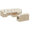 Image de vidaXL Ensemble de salon de jardin 10 pièces avec coussins Beige Poly Rattan