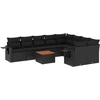 Image de vidaXL Ensemble de 10 canapés de jardin avec coussins noir poly rotin