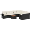 Image de vidaXL Ensemble de 10 canapés de jardin avec coussins noir poly rotin