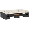 Image de vidaXL Ensemble de salon de jardin 11 pièces avec coussins noir poly rotin