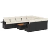 Image de vidaXL Ensemble de salon de jardin 11 pièces avec coussins noir poly rotin