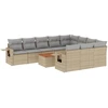 Image de vidaXL Ensemble de salon de jardin 11 pièces avec coussins Beige Poly Rattan