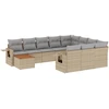Image de vidaXL Ensemble de salon de jardin 11 pièces avec coussins Beige Poly Rattan