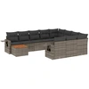 Image de vidaXL Ensemble de salon de jardin 11 pièces avec coussins Gris Poly rotin