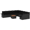 Image de vidaXL Ensemble de salon de jardin 11 pièces avec coussins noir poly rotin