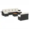 Image de vidaXL Ensemble de 10 canapés de jardin avec coussins noir poly rotin