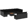 Image de vidaXL Ensemble de salon de jardin 14 pièces avec coussins noir Poly rotin