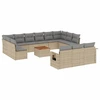 Image de vidaXL Ensemble de salon de jardin 14 pièces avec coussins Beige Poly Rattan