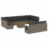 Image de vidaXL Ensemble de salon de jardin 14 pièces avec coussins Gris Poly rotin