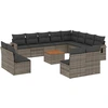 Image de vidaXL Ensemble de 13 canapés de jardin avec coussins Gris Poly Rattan
