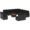 Image de vidaXL Ensemble de salon de jardin 14 pièces avec coussins noir Poly rotin
