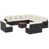 Image de vidaXL Ensemble de salon de jardin 14 pièces avec coussins noir Poly rotin
