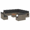 Image de vidaXL Ensemble de salon de jardin 14 pièces avec coussins Gris Poly rotin