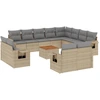 Image de vidaXL Ensemble de 13 canapés de jardin avec coussins Beige Poly Rattan