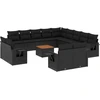 Image de vidaXL Ensemble de salon de jardin 14 pièces avec coussins noir Poly rotin