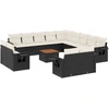 Image de vidaXL Ensemble de salon de jardin 14 pièces avec coussins noir Poly rotin