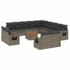 Image de vidaXL Ensemble de salon de jardin 14 pièces avec coussins Gris Poly rotin