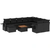 Image de vidaXL Ensemble de salon de jardin 11 pièces avec coussins noir poly rotin