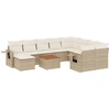 Image de vidaXL Ensemble de salon de jardin 11 pièces avec coussins Beige Poly Rattan