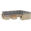 Image de vidaXL Ensemble de salon de jardin 11 pièces avec coussins Beige Poly Rattan