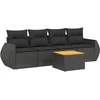 Image de vidaXL Ensemble de salon de jardin 5 pièces avec coussins noir poly rotin
