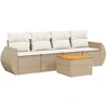 Image de vidaXL Ensemble de salon de jardin 5 pièces avec coussins Beige Poly Rattan