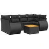Image de vidaXL Ensemble de salon de jardin 7 pièces avec coussins noir poly rotin