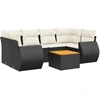 Image de vidaXL Ensemble de salon de jardin 7 pièces avec coussins noir poly rotin