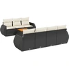 Image de vidaXL Ensemble de jardin canapé 8 pièces avec coussins noir poly rotin