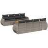 Image de vidaXL Ensemble de salon de jardin 9 pièces avec coussins Gris Poly rotin