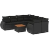 Image de vidaXL Ensemble de salon de jardin 9 pièces avec coussins noir poly rotin