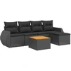 Image de vidaXL Ensemble de salon de jardin 6 pièces avec coussins noir poly rotin