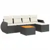 Image de vidaXL Ensemble de salon de jardin 6 pièces avec coussins noir poly rotin