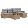 Image de vidaXL Ensemble de salon de jardin 6 pièces avec coussins Beige Poly Rattan