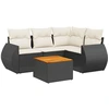 Image de vidaXL Ensemble de salon de jardin 5 pièces avec coussins noir poly rotin