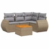 Image de vidaXL Ensemble de salon de jardin 5 pièces avec coussins Beige Poly Rattan
