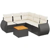 Image de vidaXL Ensemble de salon de jardin 6 pièces avec coussins noir poly rotin