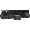 Image de vidaXL Ensemble de salon de jardin 7 pièces avec coussins noir poly rotin