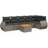 Image de vidaXL Ensemble de salon de jardin 7 pièces avec coussins Gris Poly rotin