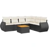 Image de vidaXL Ensemble de salon de jardin 7 pièces avec coussins noir poly rotin