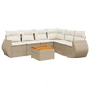 Image de vidaXL Ensemble de salon de jardin 7 pièces avec coussins Beige Poly Rattan